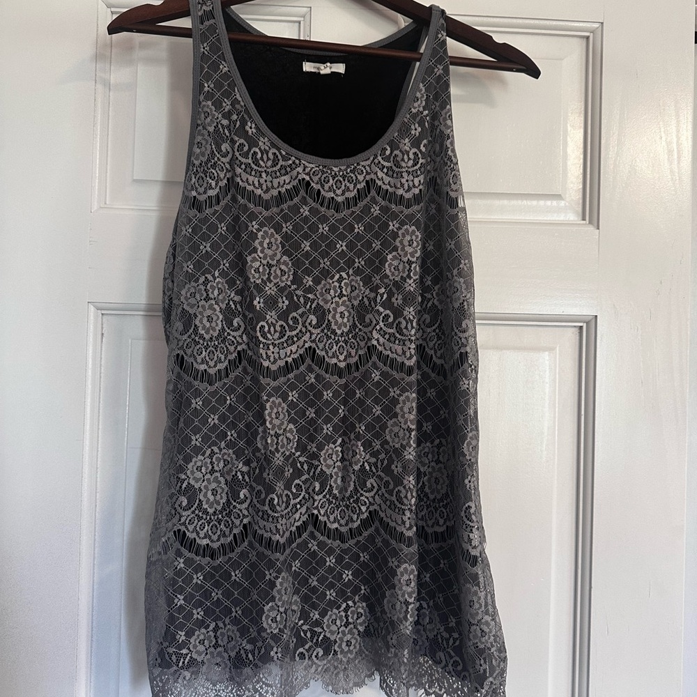 Maurices Charcoal Lace Tank Top